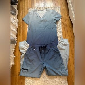 Figs Ombre Blue Scrub Set